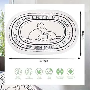 White Bathroom Rugs Soft Cute Bath Mat for Bathroom Floor 20x32inch, Machine Washable Non-Slip Bath ...