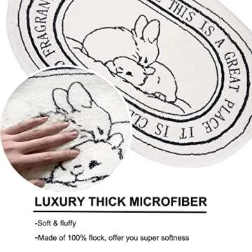 White Bathroom Rugs Soft Cute Bath Mat for Bathroom Floor 20x32inch, Machine Washable Non-Slip Bath Mats for Shower Toilet Tub, Kid’s Bathroom Decor Plush Carpet