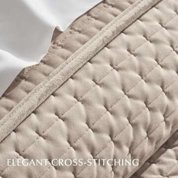 EVERGRACE Luxury Velvet Quilt Set King Size 3 Piece, Soft Oversized Cross-Stitch Velvet Comforter Set with Pillow Shams, Lightweight Velvet Coverlet Bedspread Bedding Set for All Seasons, Light Taupe