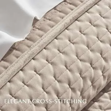 EVERGRACE Luxury Velvet Quilt Set King Size 3 Piece, Soft Oversized Cross-Stitch Velvet Comforter Set with Pillow Shams, Lightweight Velvet Coverlet Bedspread Bedding Set for All Seasons, Light Taupe