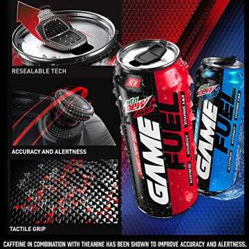 Mountain Dew Game Fuel, 4 Flavor Variety Pack, 16oz Cans (12 Pack), Vitamins A + B (Packaging May Vary)