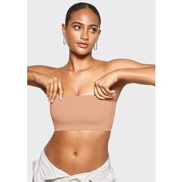 INLYRIC Women's Inbarely Strapless Bandeau Bra Bralette Tube Top Seamless Comfortable Stretchy Non P...