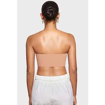 INLYRIC Women's Inbarely Strapless Bandeau Bra Bralette Tube Top Seamless Comfortable Stretchy Non Padded Bras Tops Cream Coffee X-Large