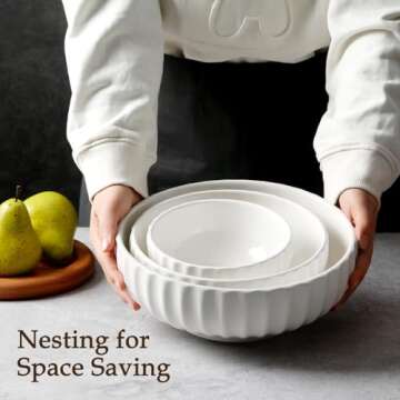 NUTRIUPS Nesting Serving Bowls Set of 3 - Versatile & Stylish