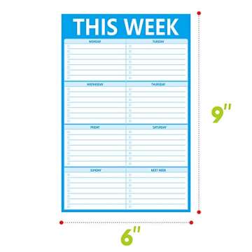 90 Pages Weekly Planner List Note Pad to Do List with Magnet Mountings for Fridge Locker (6" x 9")