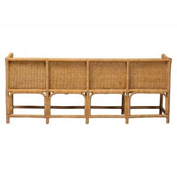 bali & pari Seranay Scalloped Rattan Dining Bench, Light Honey