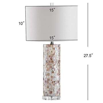 SAFAVIEH Lighting Collection Rafferty Coastal Cream Shell 31-inch Bedroom Living Room Home Office Desk Nightstand Table Lamp Set of 2 (LED Bulbs Included)