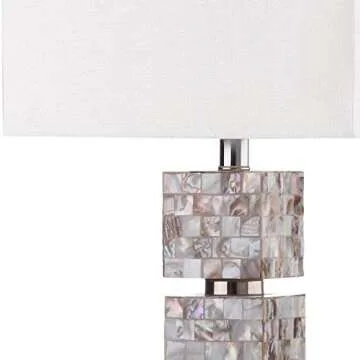 SAFAVIEH Lighting Collection Rafferty Coastal Cream Shell 31-inch Bedroom Living Room Home Office Desk Nightstand Table Lamp Set of 2 (LED Bulbs Included)