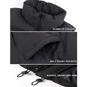 Springrain Womens Oversized Quilted Puffer Vest Padded Warm Winter Jacket with Stand Collar Bubble Puffer Gilet(Black-L)