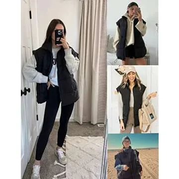 Springrain Oversized Quilted Puffer Vest for Women