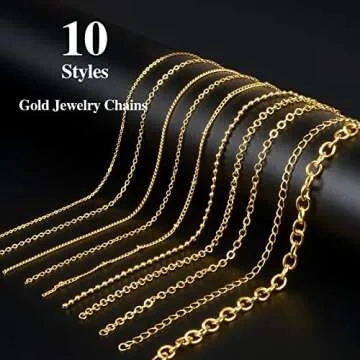 Ecoofor Necklace Chains for Jewelry Making 154.2 Feet 20 Rolls Gold Necklace Chains for DIY Necklace...