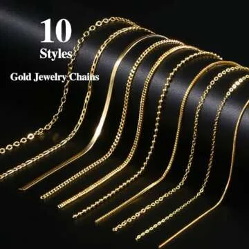 Ecoofor Necklace Chains for Jewelry Making 154.2 Feet 20 Rolls Gold Necklace Chains for DIY Necklace Bracelet Jewelry Making