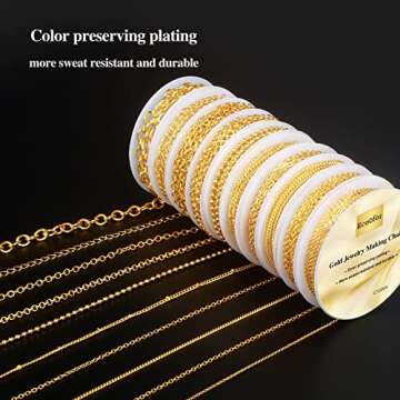 Ecoofor Necklace Chains for Jewelry Making 154.2 Feet 20 Rolls Gold Necklace Chains for DIY Necklace Bracelet Jewelry Making