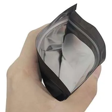 STUs 100 Pack Resealable Mylar Bags 4 x 6 Inch Smell Proof Bags with Clear Window Foil Pouch Bag Flat Bag Matte Black