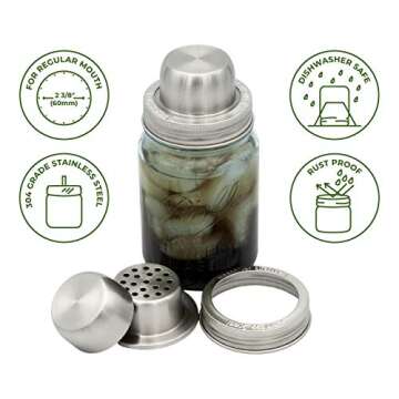 W&P Mason Cocktail Shaker Lid with Stainless Steel Band by Mason Jar Lifestyle