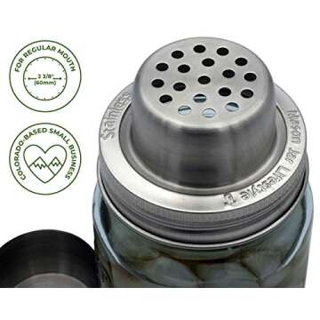 W&P Mason Cocktail Shaker Lid with Stainless Steel Band by Mason Jar Lifestyle
