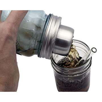 W&P Mason Cocktail Shaker Lid with Stainless Steel Band by Mason Jar Lifestyle