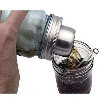 W&P Mason Cocktail Shaker Lid with Stainless Steel Band by Mason Jar Lifestyle