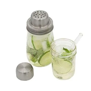 W&P Mason Cocktail Shaker Lid with Stainless Steel Band by Mason Jar Lifestyle