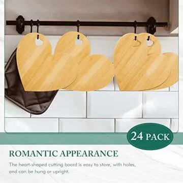 Patelai 24 Set Bridal Shower Favor Heart Cheese Board Cheese Knives Wood Mini Charcuterie Board Thank You Gift Box for Guest Bridal Baby Shower Prize Wedding Birthday Valentines Day (Bamboo Color)