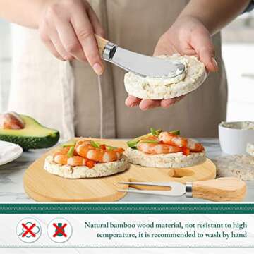 Patelai 24 Set Bridal Shower Favor Heart Cheese Board Cheese Knives Wood Mini Charcuterie Board Thank You Gift Box for Guest Bridal Baby Shower Prize Wedding Birthday Valentines Day (Bamboo Color)