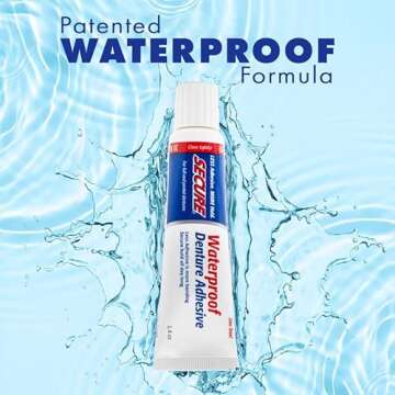 Secure Waterproof Denture Adhesive - Zinc Free - Extra Strong Hold For Upper, Lower or Partials - 1....