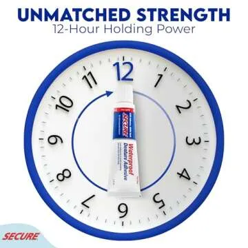 Secure Waterproof Denture Adhesive - Zinc Free - Extra Strong Hold For Upper, Lower or Partials - 1.4 oz