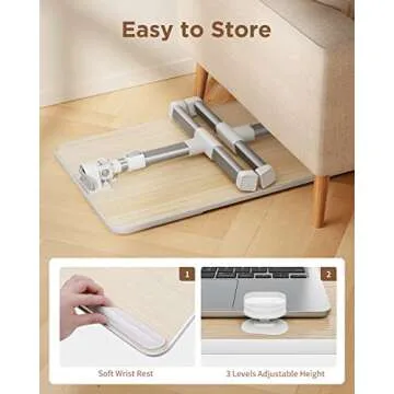 SAIJI Laptop Bed Tray Table, Adjustable Home Office Standing Desk Portable Lightweight Foldable Lap Desk for Sofa Couch Floor Working Studying Reading Writing Eating,Fit Up to 17" Laptop(Large,Teak)