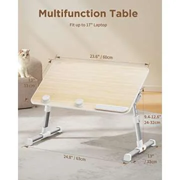 SAIJI Laptop Bed Tray Table, Adjustable Home Office Standing Desk Portable Lightweight Foldable Lap Desk for Sofa Couch Floor Working Studying Reading Writing Eating,Fit Up to 17" Laptop(Large,Teak)