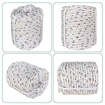 netuera 12 in Polyester Rope 200 FT Nylon Pulling Rope Arborist Rigging Rope Sailing Rope for Camping Swings Arborist Gardening Marine WhiteRedBlue, 12in x 200ft, Does Not Apply