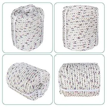 netuera 12 in Polyester Rope 200 FT Nylon Pulling Rope Arborist Rigging Rope Sailing Rope for Camping Swings Arborist Gardening Marine WhiteRedBlue, 12in x 200ft, Does Not Apply