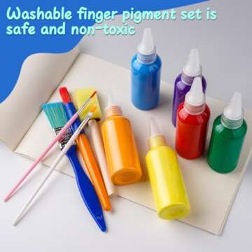 Toddler Painting Set Washable Paint Smock Brushes for Kids Non Toxic Tempera Finger Paints, Brushes, Paint Paper, Sponge, Palette, Smock Supplies for Toddlers Early Learning Drawing Gifts