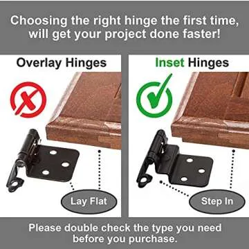 DecoBasics 3/8" Inset Cabinet Hinges Black (25 Pair -50 Pcs) Offset Self Closing Matte Black Cabinet Hinges for Kitchen Cabinets w/Bumpers & Upgraded Screws