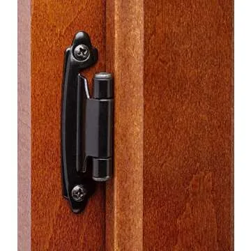 DecoBasics 3/8" Inset Cabinet Hinges Black (25 Pair -50 Pcs) Offset Self Closing Matte Black Cabinet Hinges for Kitchen Cabinets w/Bumpers & Upgraded Screws