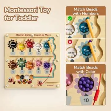 TOP BRIGHT Magnetic Color and Number Maze - Montessori Toys for 3 Year Old Boys Girls, Wooden Counting Matching Puzzle Activity Board, Learning Educational Toddler, Fine Motor Skill for Kid