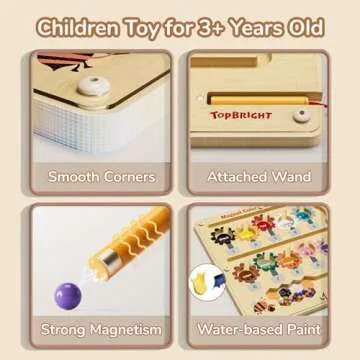TOP BRIGHT Magnetic Color and Number Maze - Montessori Toys for 3 Year Old Boys Girls, Wooden Counting Matching Puzzle Activity Board, Learning Educational Toddler, Fine Motor Skill for Kid