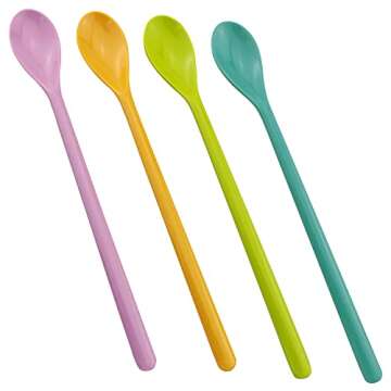 ZZLZX 8.9" Colorful Long Handle Mixing Spoons Set