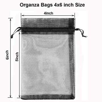 Elegantly Chic LPHUMEX Black Organza Gift Bags - 100pcs