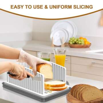 Kiss Core New Upgrade Bread Slicer for Homemade Bread, Bread Slicing Guide Adjustable Width, Foldabl...