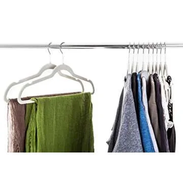 50 Off-White Velvet Hangers - Non-slip Space Saving Design