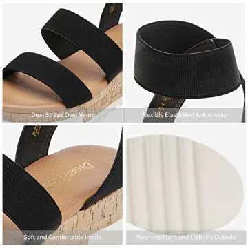 DREAM PAIRS Women's Open Toe Ankle Strap Casual Flatform Platform Wedges Sandals