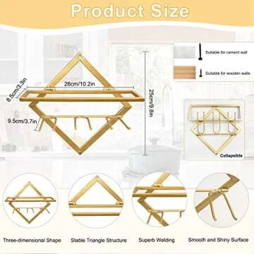 AUHOKY Metal Wall Mounted Wine Holder, Upgrade Collapsible Wall Hanging Red Wine Racks Organizer wit...