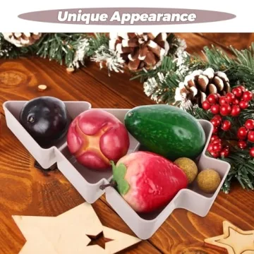 DOITOOL Christmas Tree Shaped Fruit Plate Snack Platter Portable Serving Tray Nuts Candy Appetizers Desserts Light Holiday Party Dish