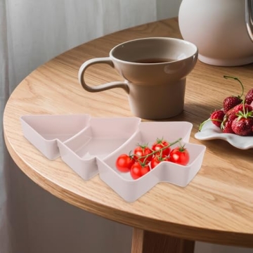 DOITOOL Christmas Tree Shaped Fruit Plate Snack Platter Portable Serving Tray Nuts Candy Appetizers Desserts Light Holiday Party Dish