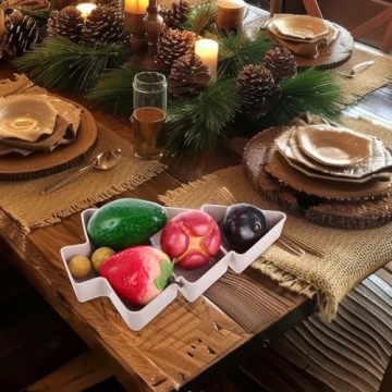DOITOOL Christmas Tree Shaped Fruit Plate Snack Platter Portable Serving Tray Nuts Candy Appetizers Desserts Light Holiday Party Dish
