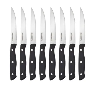 Farberware Full-Tang Triple-Riveted 8-Piece Steak Knife Set, High-Carbon Stainless Steel, Razor-Shar...