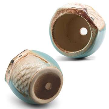 Owl Pots 2.5 Inch,Flowing Glaze Succulent Pots,Owl Planter/Mini Ceramic Pots,Small Flower/Plant/Cactus/Bonsai Container with Hole 6Pack