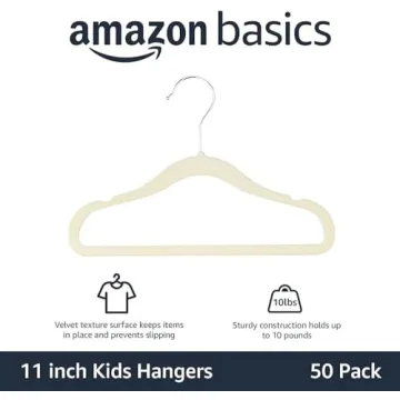 Amazon Basics Kids Velvet Non-Slip Clothes Hangers Pack of 50