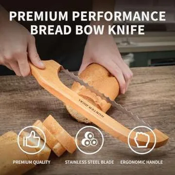 HUNTER.DUAL Bread Knife for Homemade Bread, 16" Sourdough Bread Slicer, Bow Saw Cutter with Double-s...