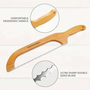 HUNTER.DUAL Bread Knife for Homemade Bread, 16" Sourdough Bread Slicer, Bow Saw Cutter with Double-sided Blades for Easy Cutting, Orange